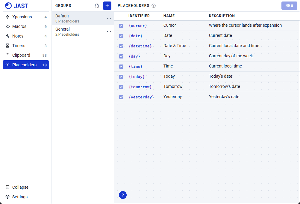 Dynamic placeholder options